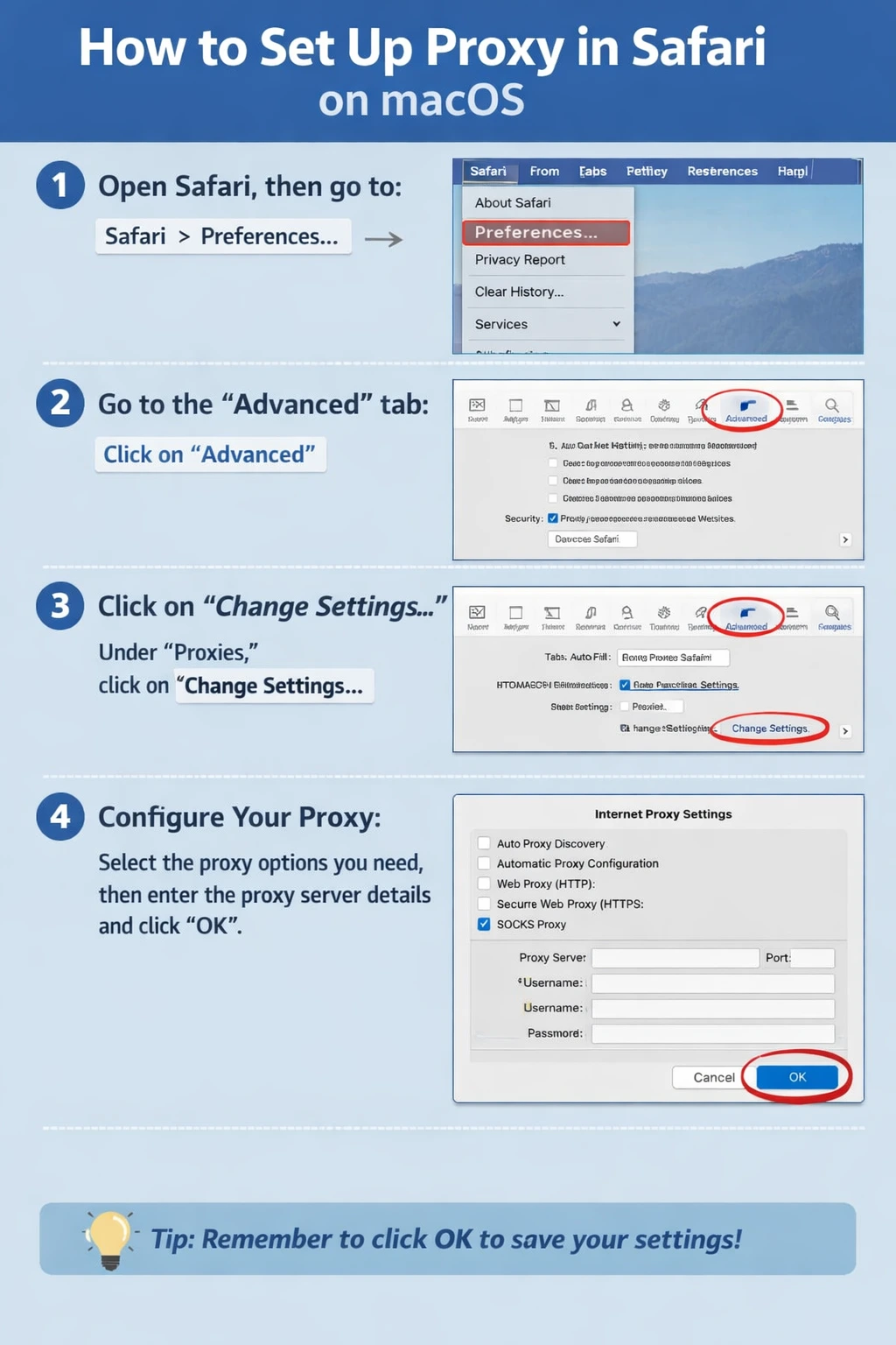 Set Up a Proxy in Safari on macOS