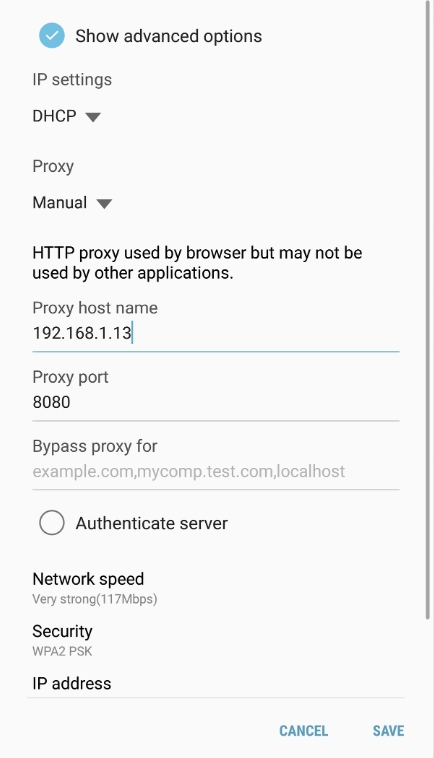 Manual Proxy in Android
