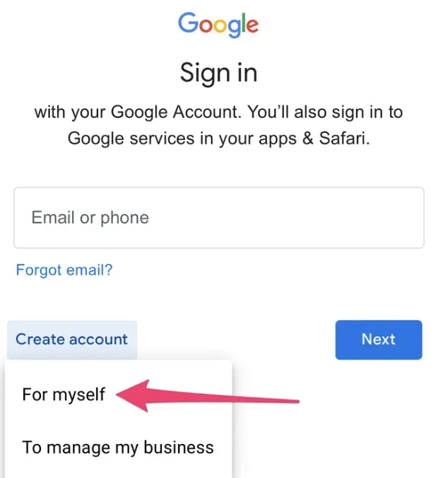 Create Google Account for Personal Use
