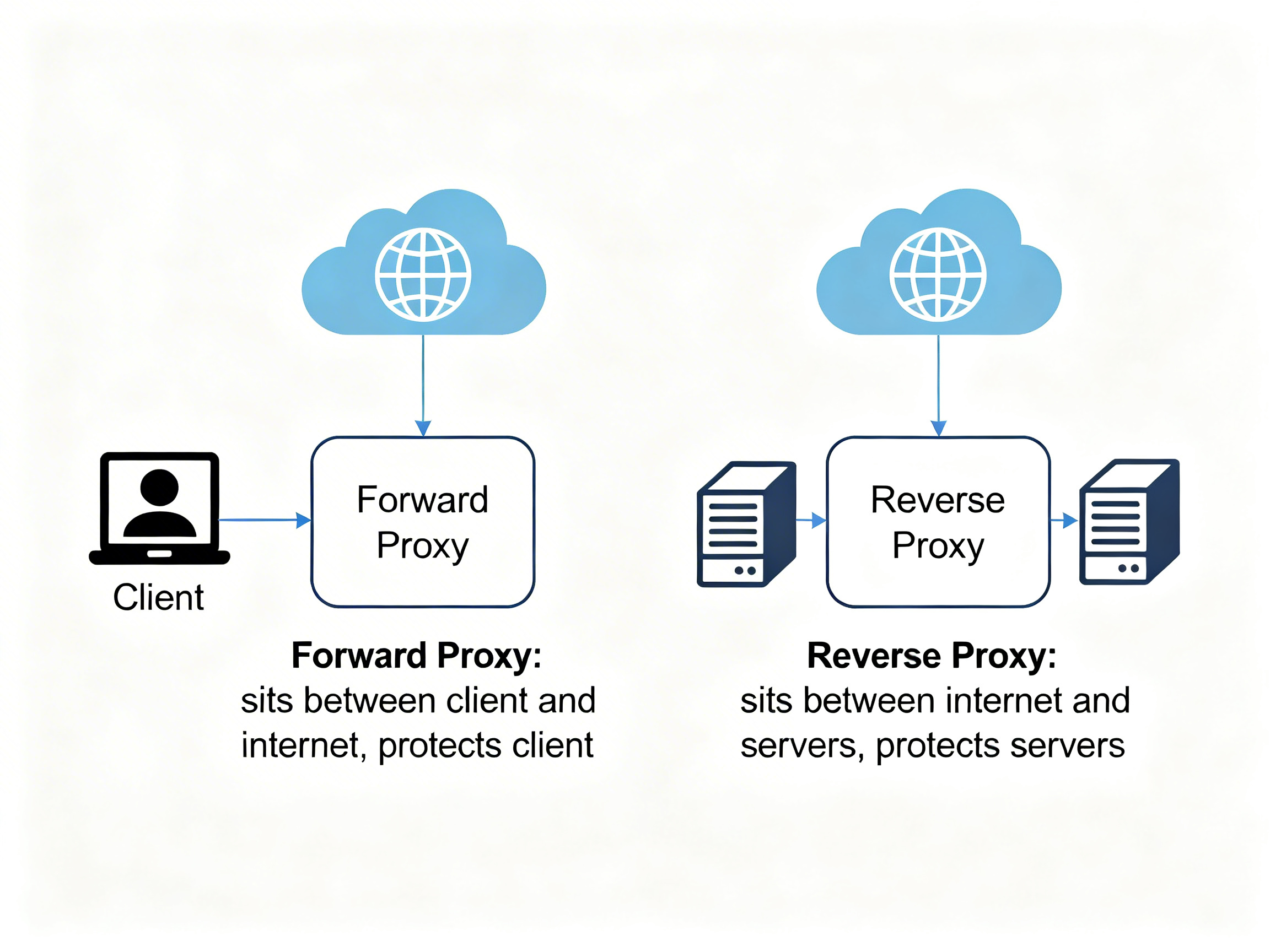 difference between a forward and a reverse proxy